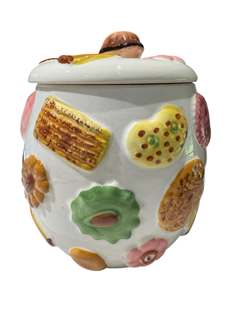 Vintage 1950s Napco "Cookies All Over" Cookie Jar with Walnut Shaped Lid Knob - Picture 4 of 15